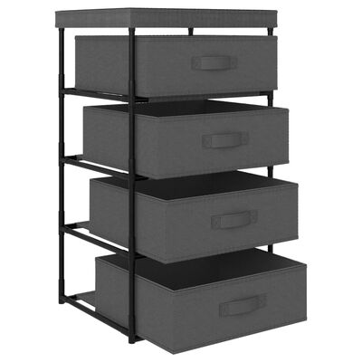 vidaXL Storage Rack with 4 Fabric Baskets Steel Grey