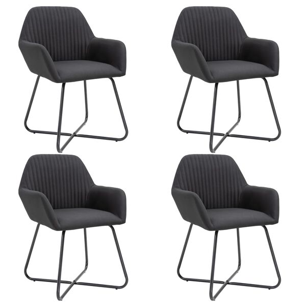 vidaXL Dining Chairs 4 pcs Black Fabric