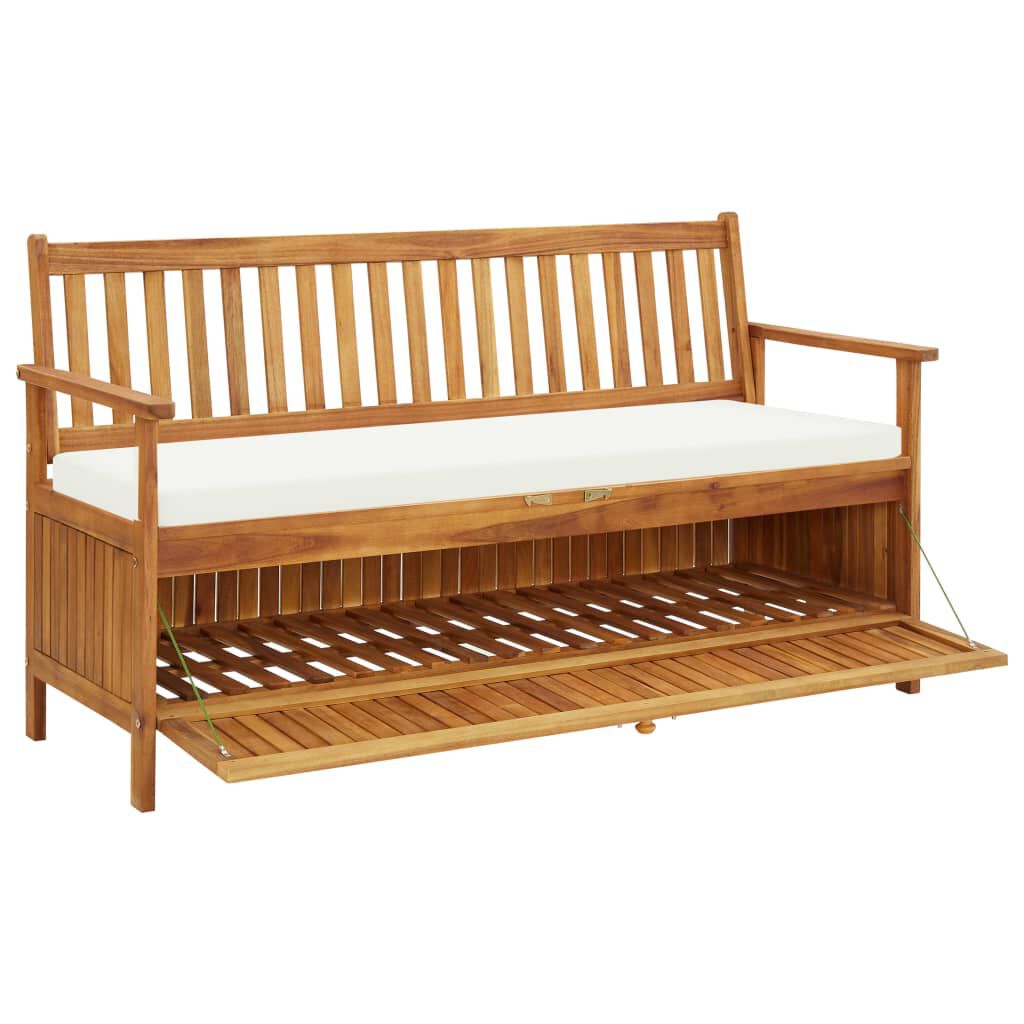 vidaXL Storage Bench with Cushion 148 cm Solid Acacia Wood