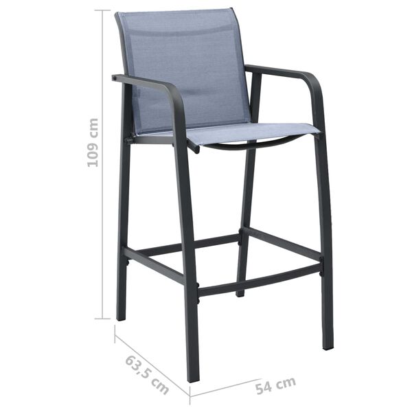 vidaXL Garden Bar Chairs 2 pcs Grey Textilene