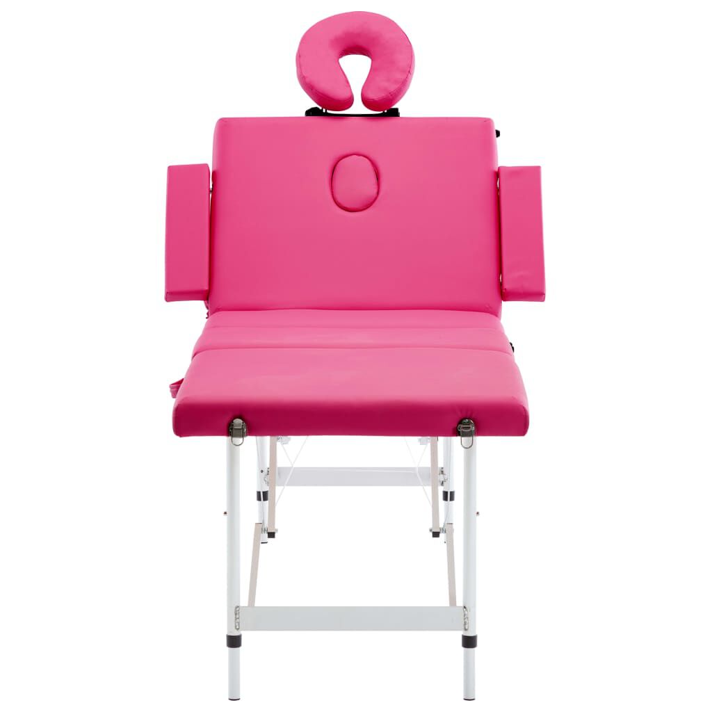 vidaXL Foldable Massage Table 4 Zones Aluminium Pink