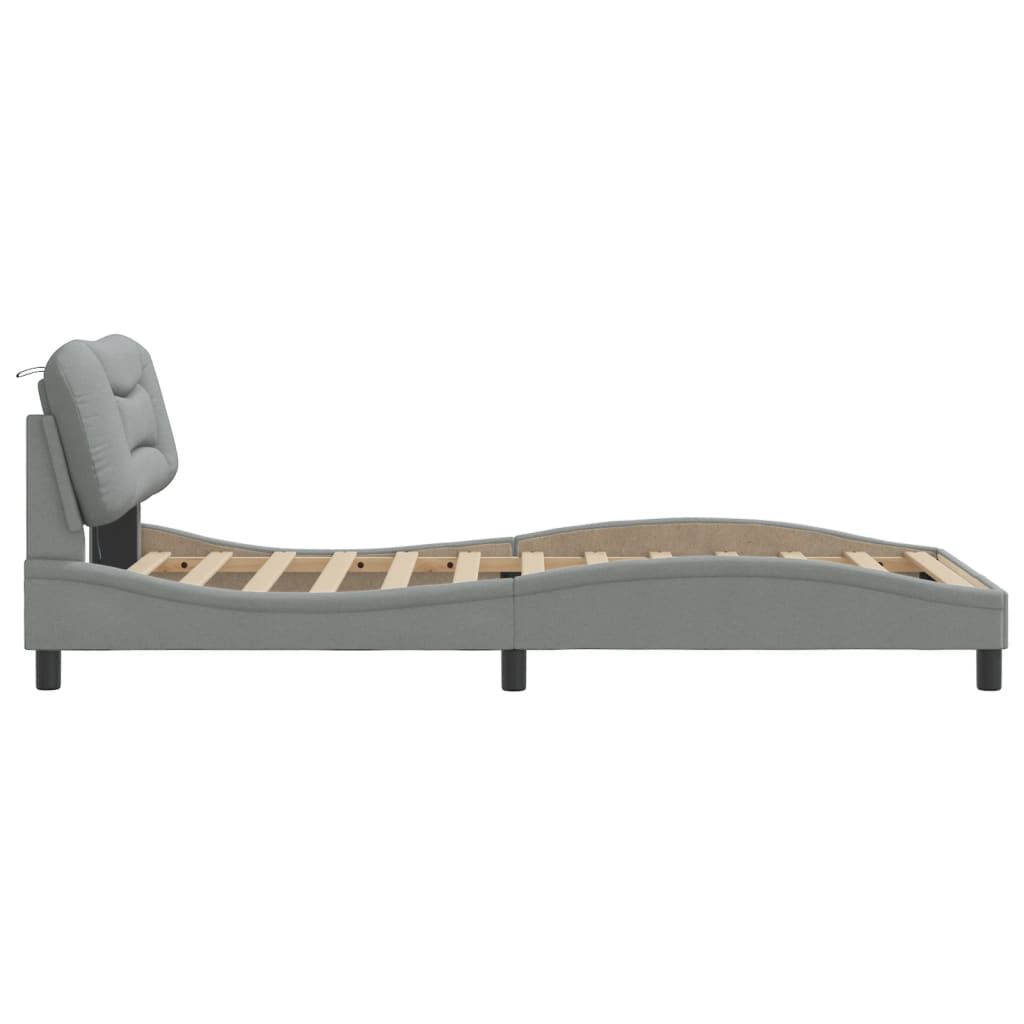 vidaXL Bed Frame with LED without Mattress Light Grey 100x203 cm Fabric