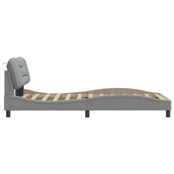 vidaXL Bed Frame with LED without Mattress "Hvar" Light Grey 100x203 cm Fabric