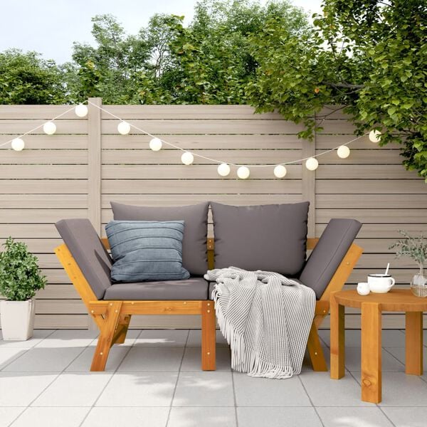 vidaXL Garden Bench with Cushions 2-in-1 Solid Wood Acacia