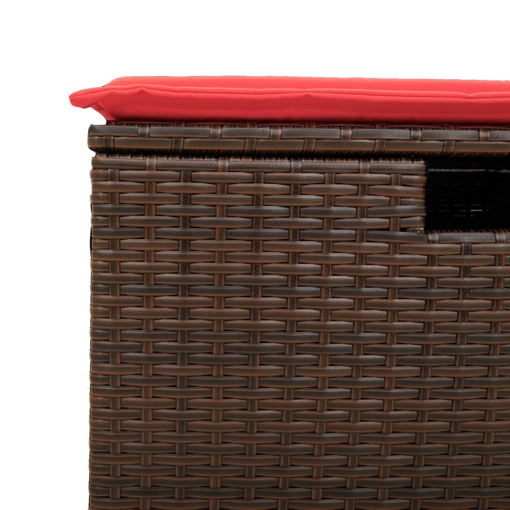 vidaXL Garden Stool with Cushion Brown 55x55x37 cm Poly Rattan