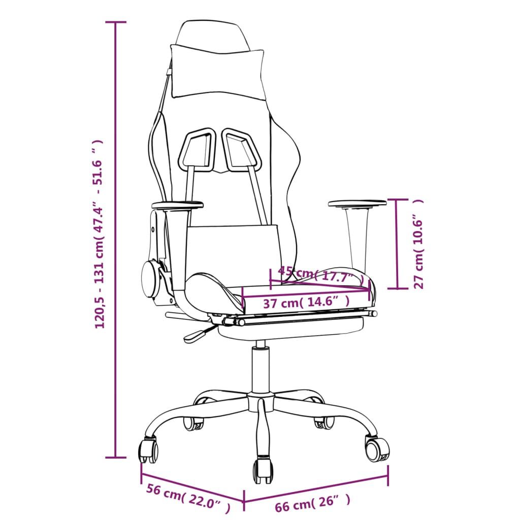 vidaXL Gaming Chair with Footrest White and Pink Faux Leather