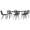 vidaXL 7 Piece Garden Dining Set Black Poly Rattan