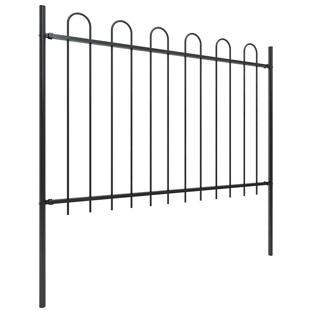 vidaXL Garden Fence with Hoop Top Steel 1.8 m Black