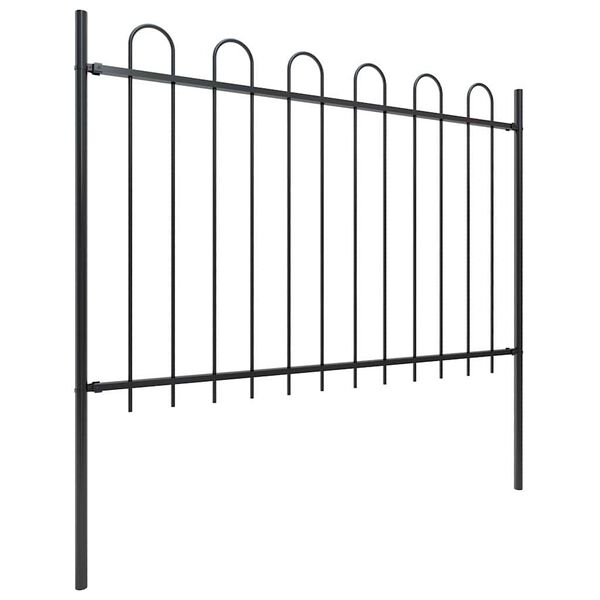 vidaXL Garden Fence with Hoop Top Steel 1.8 m Black