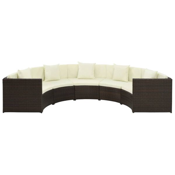 vidaXL 7 Piece Garden Lounge Set with Cushions Poly Rattan Brown
