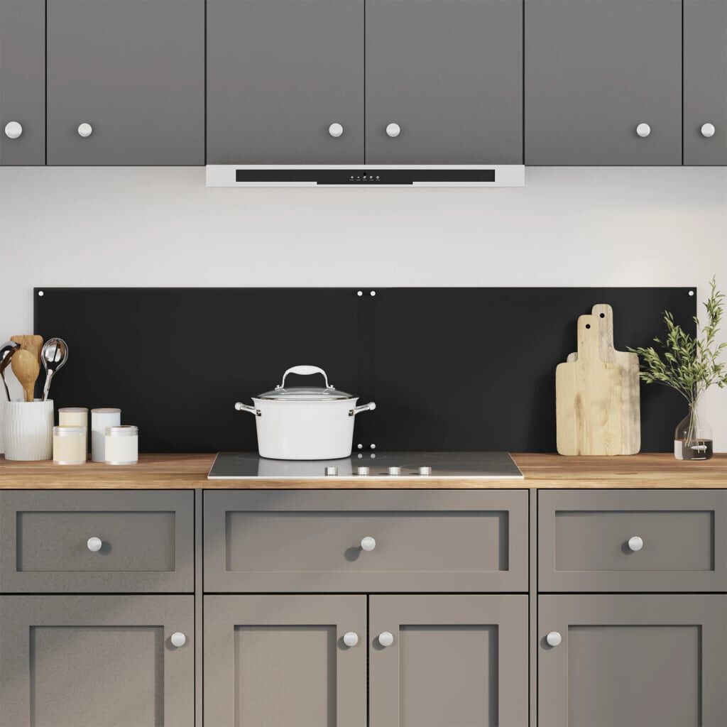 vidaXL Kitchen Backsplashes 2 pcs Black 80x40 cm Tempered Glass