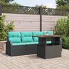 vidaXL Garden Sofa Set with Cushion Manual 5 pcs Black and blue