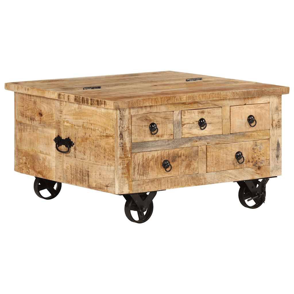 vidaXL Coffee Table Rough Mango Wood 70x70x40 cm