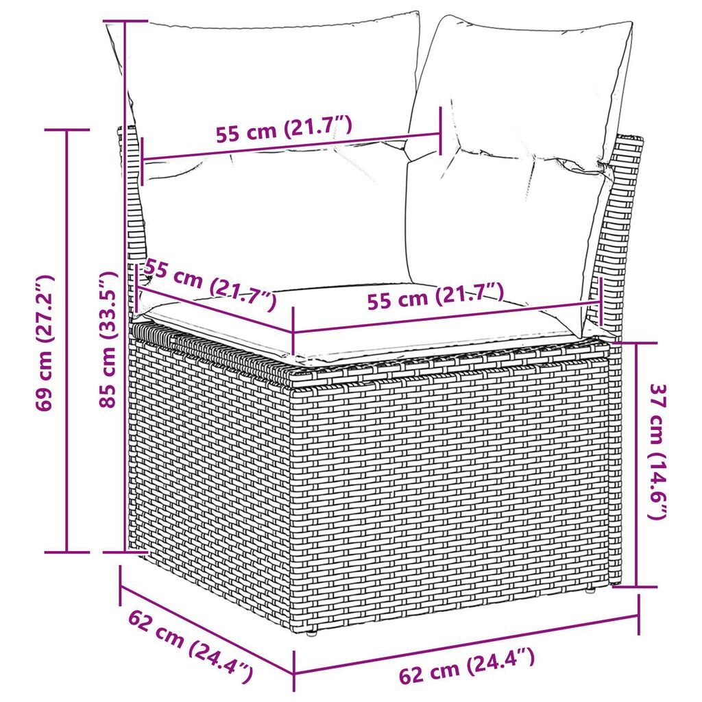 vidaXL 7 Piece Garden Sofa Set with Cushions Black Poly Rattan