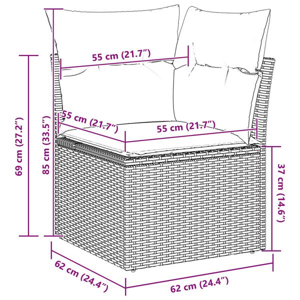 vidaXL 7 Piece Garden Sofa Set with Cushions Black Poly Rattan