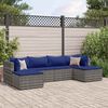 vidaXL 6 Piece Garden Lounge Set with Cushions Grey Poly Rattan