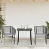 vidaXL 3 Piece Garden Dining Set with Cushions Grey Poly Rattan Glass