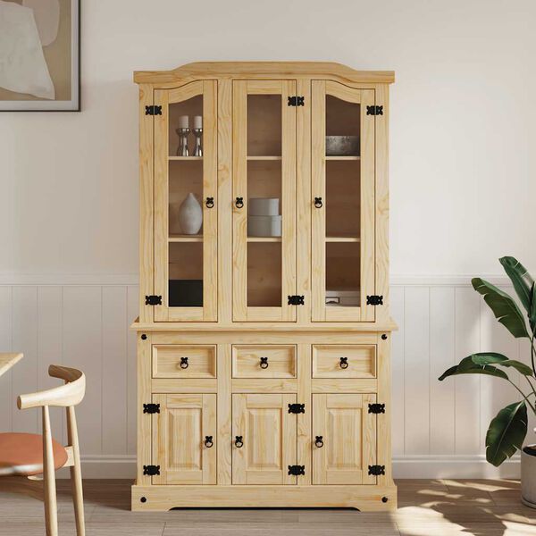 vidaXL Highboard Corona Brown 112x43x196 cm Solid Wood Mexican Pine