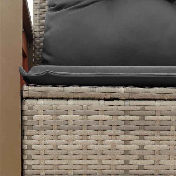vidaXL Garden Sofa with Cushions 2-Seater Grey Poly Rattan