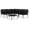 vidaXL 6 Piece Garden Lounge Set with Cushions Black PVC