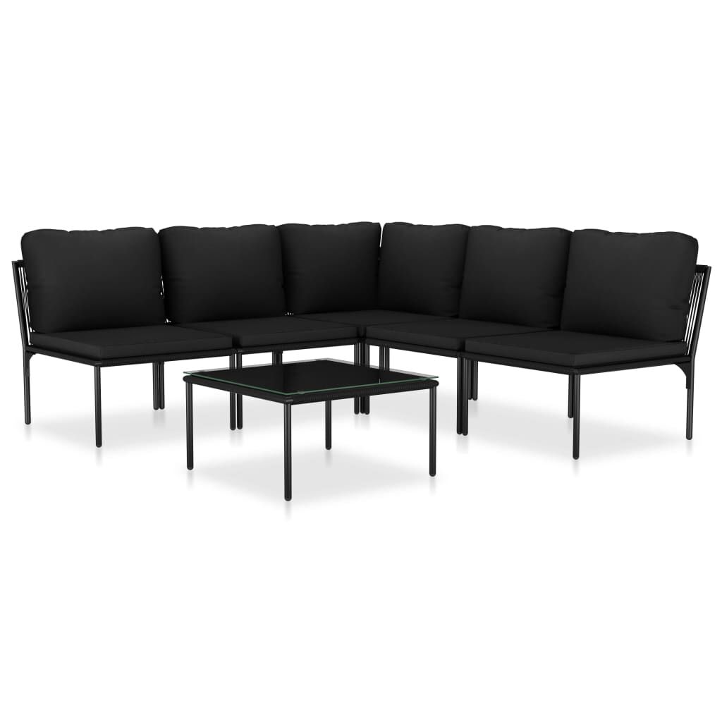 vidaXL 6 Piece Garden Lounge Set with Cushions Black PVC