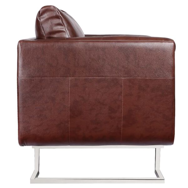 vidaXL Cube Armchair with Chrome Feet Brown Leather