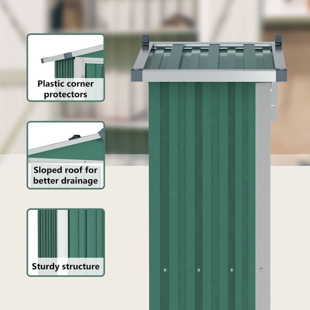 vidaXL Garden Shed Green 116x45x175 cm Galvanised Steel