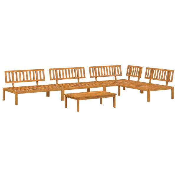 vidaXL Sofa Set with Cushion Plain Manual 5 pcs Grey Solid Acacia Wood