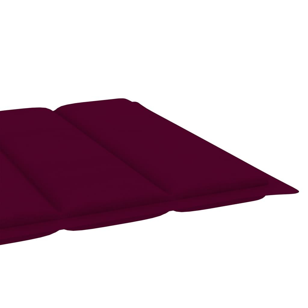 vidaXL Sun Loungers 2 pcs with Wine Red Cushion Solid Teak Wood