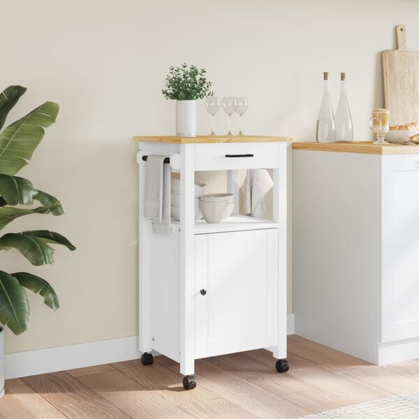 vidaXL Kitchen Trolley MONZA 48x40x90 cm Solid Wood Pine