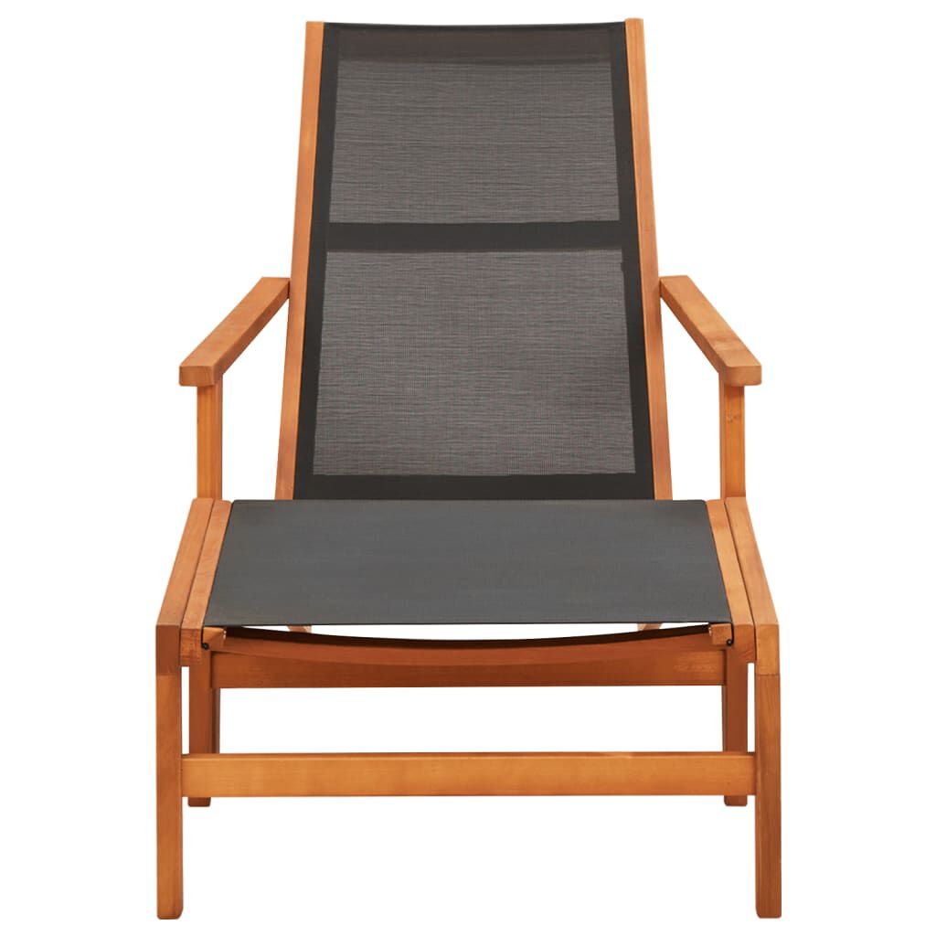 vidaXL Garden Chair with Footrest Solid Eucalyptus Wood and Textilene