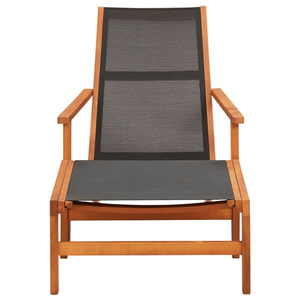 vidaXL Garden Chair with Footrest Solid Eucalyptus Wood and Textilene