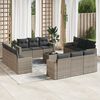 vidaXL 13 Piece Garden Sofa Set with Cushions Grey Poly Rattan