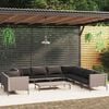 vidaXL 10 Piece Garden Lounge Set with Cushions Poly Rattan Dark Grey