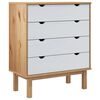vidaXL Drawer Cabinet OTTA Brown&White 76.5x39.5x90cm Solid Wood Pine