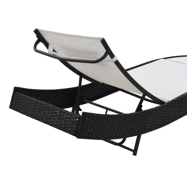 vidaXL Sun Lounger with Pillow Poly Rattan Black