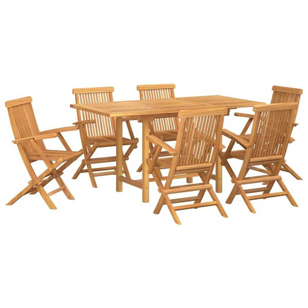 vidaXL Garden Dining Set 7 pcs Brown 160 x 80 x 75 cm Solid teak wood