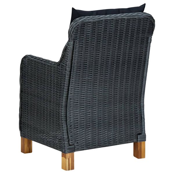 vidaXL 3 Piece Garden Lounge Set with Cushions Poly Rattan Dark Grey