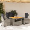 vidaXL 4 Piece Garden Dining Set with Cushions Grey Poly Rattan