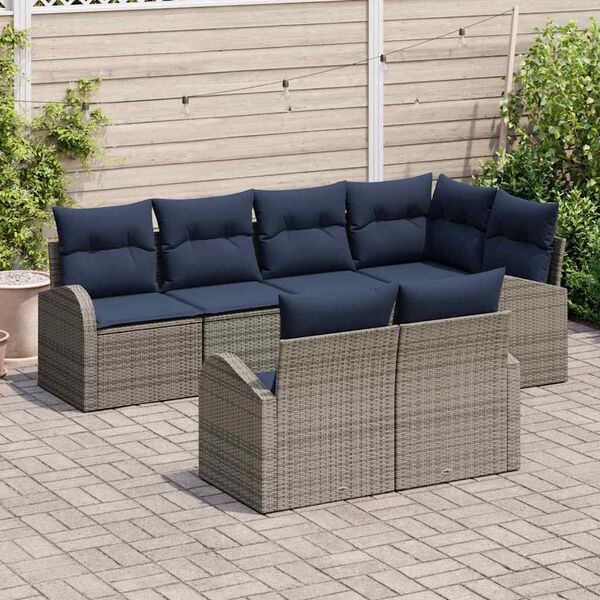 vidaXL Garden Sofa Set Grey Poly Rattan