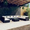 vidaXL 11 Piece Garden Lounge Set with Cushions Black Poly Rattan