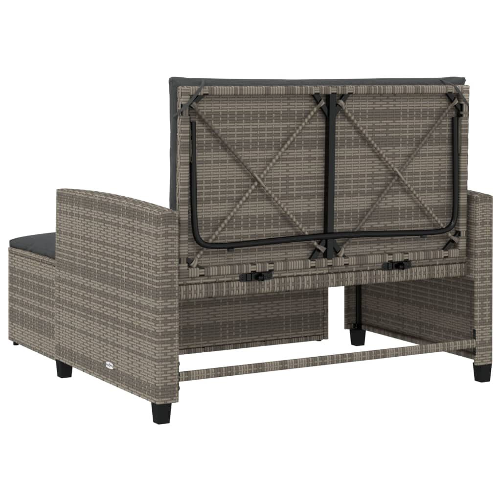 vidaXL Garden Sofa with Cushions 2-Seater Grey Poly Rattan