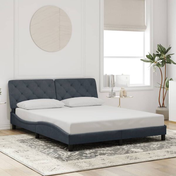 vidaXL Bed Frame without Mattress Dark Grey 152x203 cm Queen Velvet
