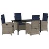 vidaXL Garden Dining Set with Cushion 5 pcs Grey Poly Rattan