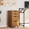 vidaXL Rolling Cabinet with Drawers MOSS Honey Brown Solid Wood Pine