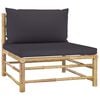 vidaXL 11 Piece Garden Lounge Set with Dark Grey Cushions Bamboo