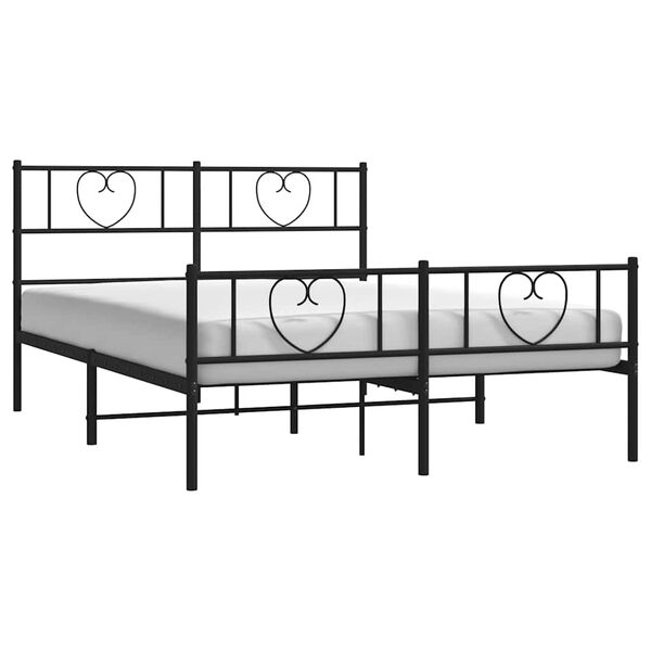 vidaXL Metal Bed Frame without Mattress with Footboard Black 150x200cm
