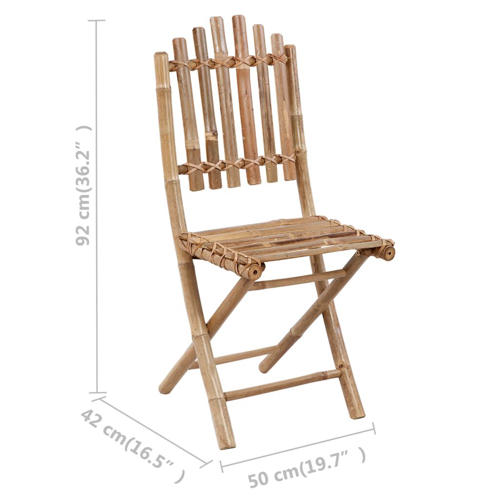 vidaXL 5 Piece Folding Outdoor Dining Set with Cushions Bamboo
