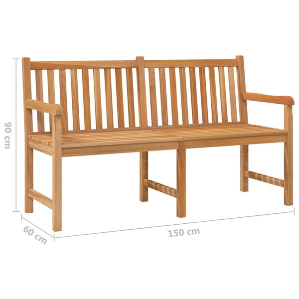 vidaXL Garden Bench 150 cm Solid Teak Wood