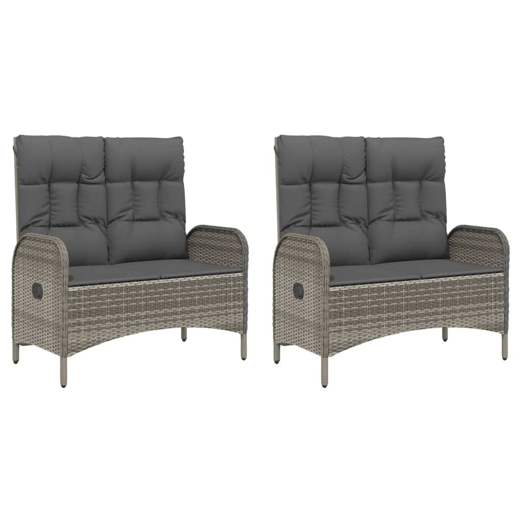 vidaXL 5 Piece Garden Dining Set with Cushions Grey Poly Rattan